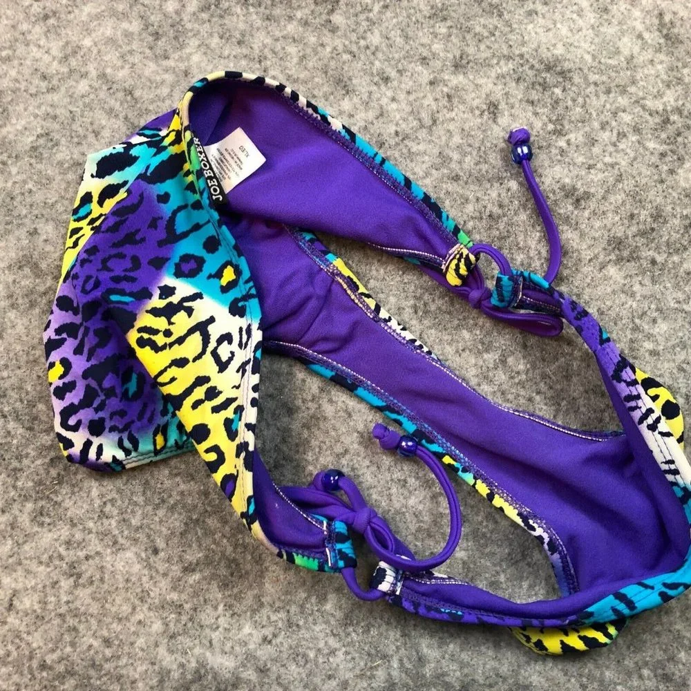 Joe Boxer Bikini Bottom XL Purple Leopard Full Coverage Bottom Side Tie Hipster